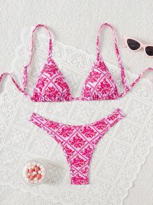 Swim Mod Maillot de bain bikini à motif floral tout-sur-tout pour femmes