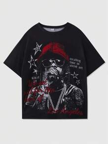 SHEIN Teen Boy Graphic Slogan Print Short Sleeve T-Shirt