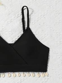 Tween Girl 3pcs/Set Swimwear, With Ruffle Trim - Black - View 3