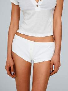 Flirla Leggings minimalisti a vita bassa e ultra corti, tinta unita