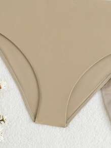 SHEIN Teen Girl Hollow-Out One-Piece Swimsuit (With Beach Skirt) - Apricot - View 3