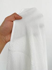 SHEIN Unity Fashionable Square Neck Puff Sleeve Cinched Waist Slim A-Line Summer Dress For Women - White - View 6