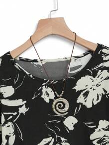 EMERY ROSE 2 件套女士花卉印花圆领短袖上衣和裤子，休闲套装