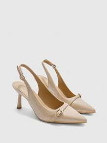 CUCCOO BIZCHIC 女士尖头高跟鞋，性感细跟户外派对活动杏色鞋 - 杏色 - 查看 2