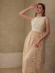 MOTF PREMIUM SCALLOP HEM ZIPPER DRESS - Apricot - View 1