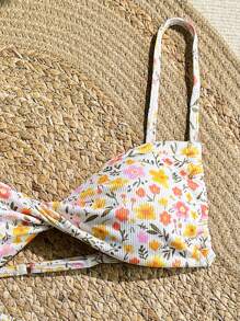 SHEIN Teen Girls Floral Swimwear Set - Cute, Beach, Seaside / Back-To-School Outfit, Cute Holiday Family Outdoor Spring Picnic Everyday Wear, Suitable For Various Occasions