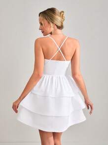 CLARA VERO 优雅风格，公主线，交叉带细节勃艮第礼服 - 酒紅色 - 查看 2