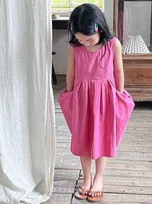 DAZY Young Girls Fall Dress Vacation - Hot Pink - View 6