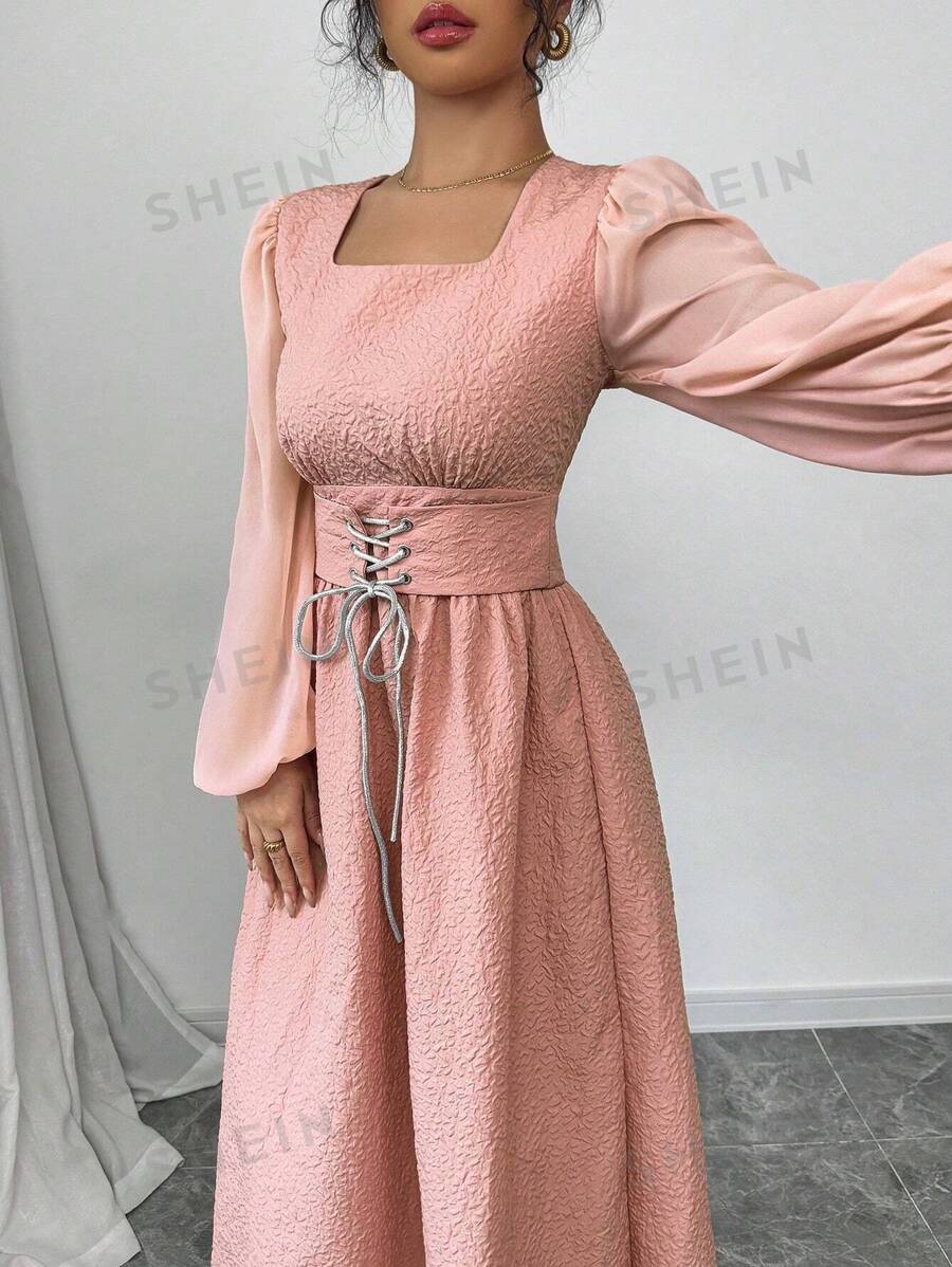 Modelyn Vestido casual de manga larga de unicolor para mujer, simple y de moda para uso diario