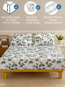 2/3 件套柔软床上用品套装 - 花卉图案床单套装，包含 1/2 个枕套和 1 个床垫保护套（30 厘米/12 英寸深），现代风格床垫罩或床垫垫，适合所有床尺寸，包括单人床、双人床、大号床、特大号床、单人床和双人床。