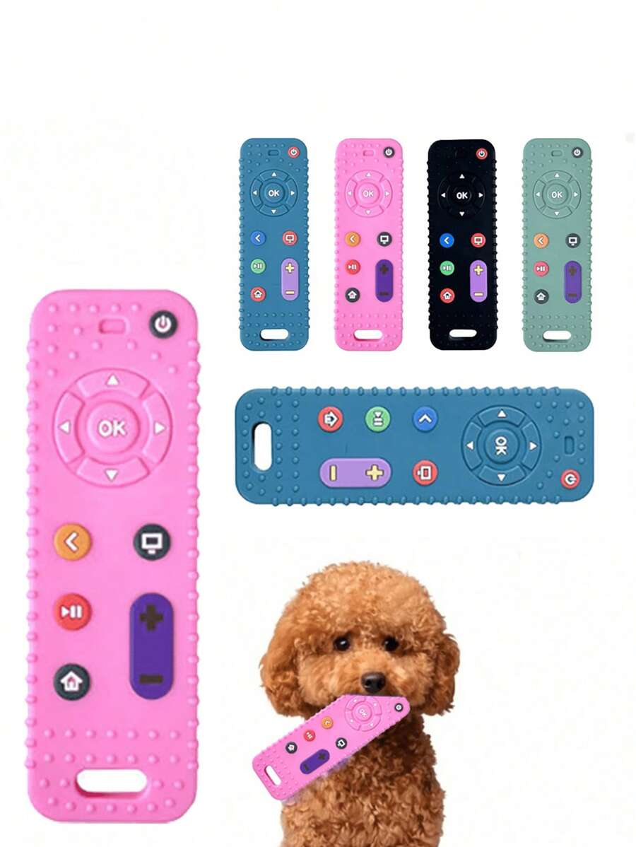 SHEIN 1 pieza Juguete de dentición de silicona para perros, control remoto masticable para cachorros, juguete limpiador de dientes para razas pequeñas