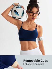 Easithlete Sutiã esportivo sem costura feminino (azul marinho) - Azul marinho - Ver 2