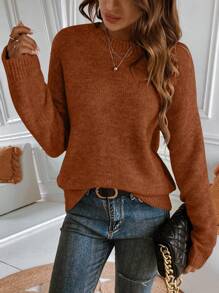 SHEIN LUNE 全新升级高品质厚实保暖女士灰色圆领毛衣