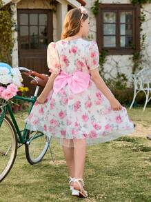 SHEIN Vestido de estilo dulce y estampado de moda para niñas - Multicolor - Ver 1