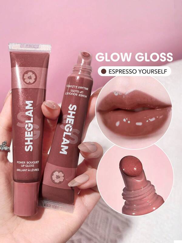 SHEGLAM ملمع شفاه Power Bouquet-ملمع شفاه مرطب ملون لامع من Espresso Yourself، زيت شفاه غير لاصق ومرطب، مستخلص الكاميليا للعناية بالشفاه، ، عيد الميلاد، الشتاء، ملمع شفاه بني حفل التخرج عيد ميلاد عطلة صيف خريف واي تو كيه أنيق أزياء نساء مكياج مستحضرات تجميل حفلة شاطئ سفر تخييم في الهواء الطلق مدرسة حرم جامعي رحلة مهرجانات ديكور هدية هدية وردة فتاة تنكر أفضل لون سحر أجواء
