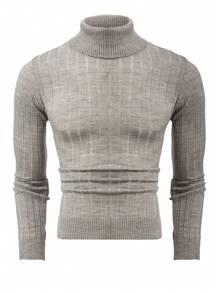 RueChic Men Turtleneck Ribbed Knit Jumper