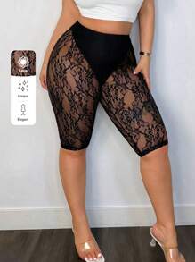 SHEIN SXY Plus Size Lace Seven-Quarter Leggings