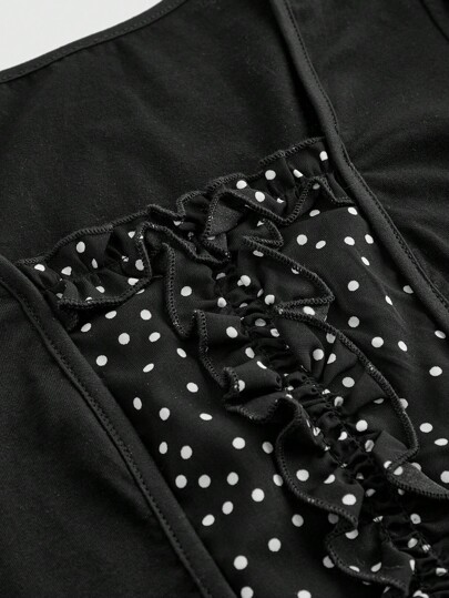 J-Fashion Blouse de laitière patchwork à pois pour femmes, décontractée et élégante pour un port quotidien