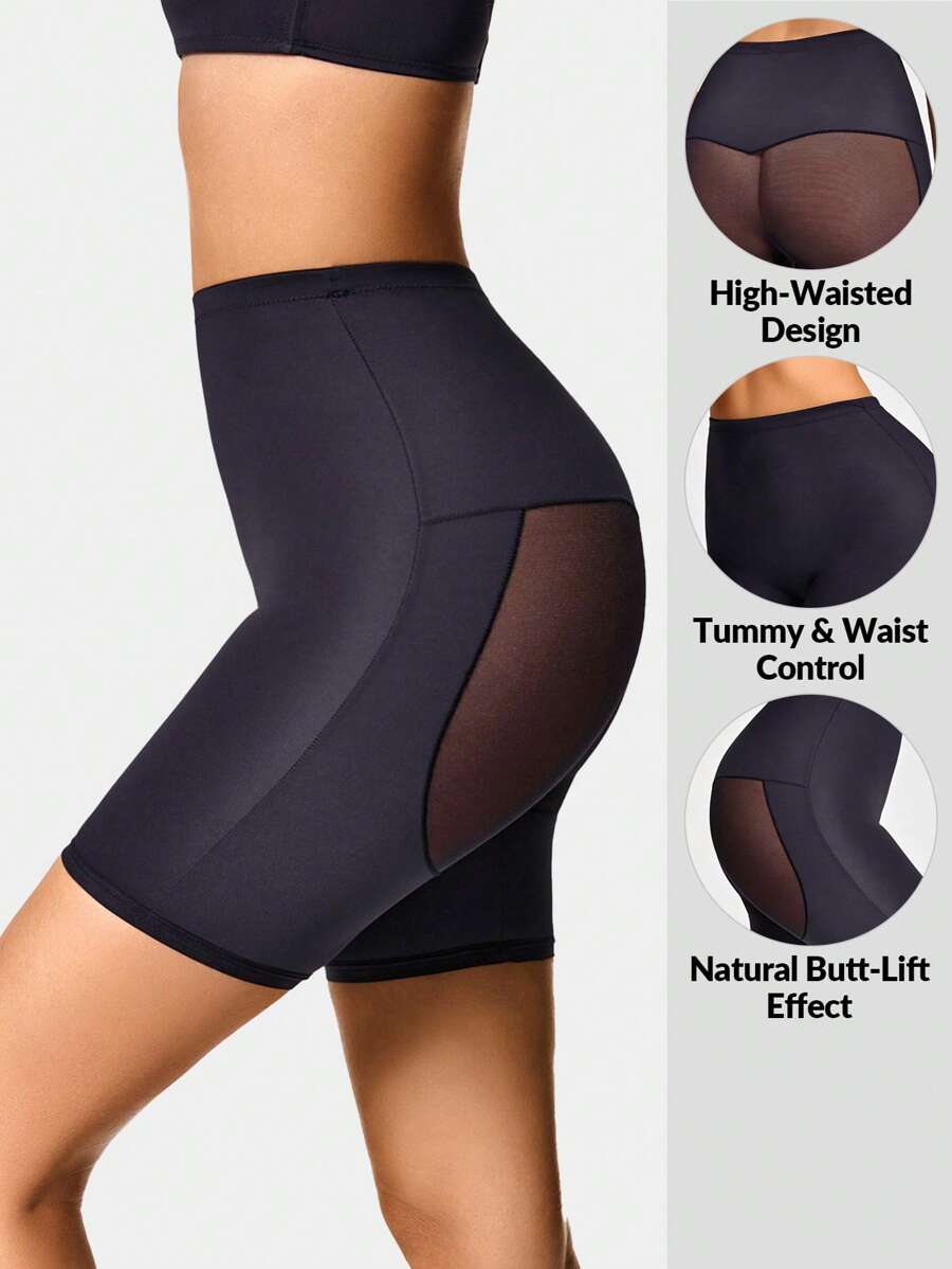 SHAPORA Định hình cơ thể định hình eo cao giữa đùi Shapewear quần lót định hình mông nâng bụng-Kiểm soát eo đùi - màu đen - Xem 1