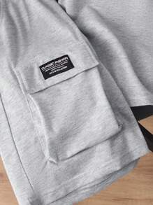 2pcs/Set Tween Boy Spring/Summer Casual Fashion Unique Design Utility Jacket With Shorts, Daily"Daddy And Me" Matching Outfits (Sold Separately) - Grey - View 7