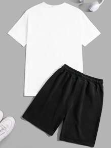 RueChic Men Cottonline Letter Printed Regular T-Shirt Set - Black and White - View 3