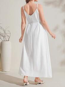 SHEIN 孕妇纯色腰带长裙