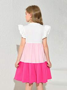 SHEIN Leap Crew Tween 女童度假休闲时尚街头纯色拼接盖袖针织连衣裙