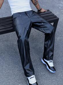 Manfinity EMRG Pantalones de moda casual y sencilla para uso diario de hombres