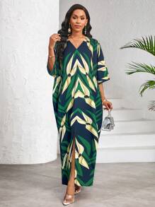 SHEIN Lady Women's Floral Print Batwing Sleeve Dress - Multicolor - View 4