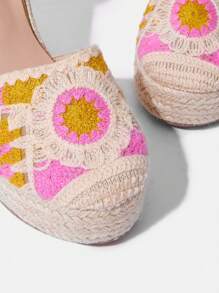 Styleloop Women's Woven Rope Platform Wedge Sandals, Vacation Style BOHO Chic Retro American Western Music Festival Party Outfit