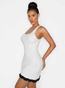 Zolique Black And White Slim Fitting Women's Suspender Sweater Dress, Mini Knitted Sweater Dress, Casual And Sexy Spring And Summer Women's Clothing That Meets Basic Travel Needs