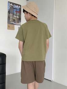 DAZY 2 件套青少年男童秋季服装，返校服装 - 軍綠色 - 查看 6