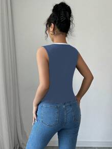 Elenzga 女士无袖蝴蝶结针织撞色休闲背心图案 T 恤女士上衣