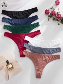 7pcs/Pack Women Seamless Low Waist Comfortable Versatile Thong Panties