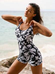 Swim SPRTY Vintage Retro High Cut Wireless Einteiler Badeanzug, schmeichelhaft und schlankmachend für Frauen, rückenfreies Outfit, für den Strandurlaub im Sommer