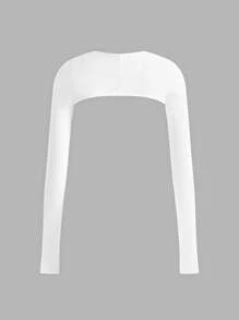 SHEIN EZwear White Knit Women's Camisole With Slip Dress And Cover Up Set - White - View 3