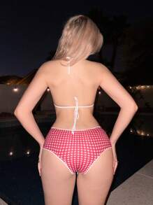 Sweetina 女士夏季沙滩装露背泳衣上衣，带系带装饰和配套泳裤套装，乡村演唱会服装，度假泳装 - 彩色 - 查看 2