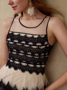 MOTF PREMIUM VESTIDO CON CAPA DE TELA DE MALLA - Albaricoque - Ver 2