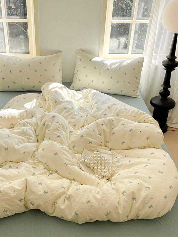 3pcs Thickened Polyester Fresh Printed Washable Bedding Set, Dorm Decor For Boys And Girls (1pc Duvet Cover, 2pcs Pillowcases, No Filler)