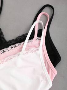 Sweetra Y2K Sexy Lace Trim Ruched Camisole Set, Multiple Pcs