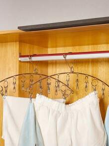 1 件 20 夹衣架，防风晾衣架衣架，加厚不锈钢晾衣架，用于晾晒袜子、胸罩、内衣、丝袜和手套 - 銀色 - 查看 11