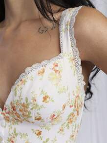 COSMINA Elegant Party Sleeveless Ditsy Floral Dress For Women, Spring/Summer - Multicolor - View 5