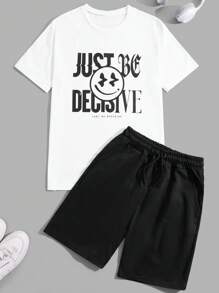 RueChic Men Cottonline Letter Printed Regular T-Shirt Set - Black and White - View 2