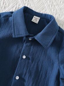 SHEIN Baby Boy 2pcs Set: Short Sleeve Top And Striped Cape - Blue - View 5