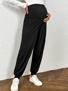 SHEIN Pantaloni harem da maternità taglia comoda con tasche, regolabili in vita - nero - Visualizzare 3