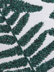 Leaf Pattern Linen Throw Pillow Cover, Home Decor Sofa Cushion - Green - View 4