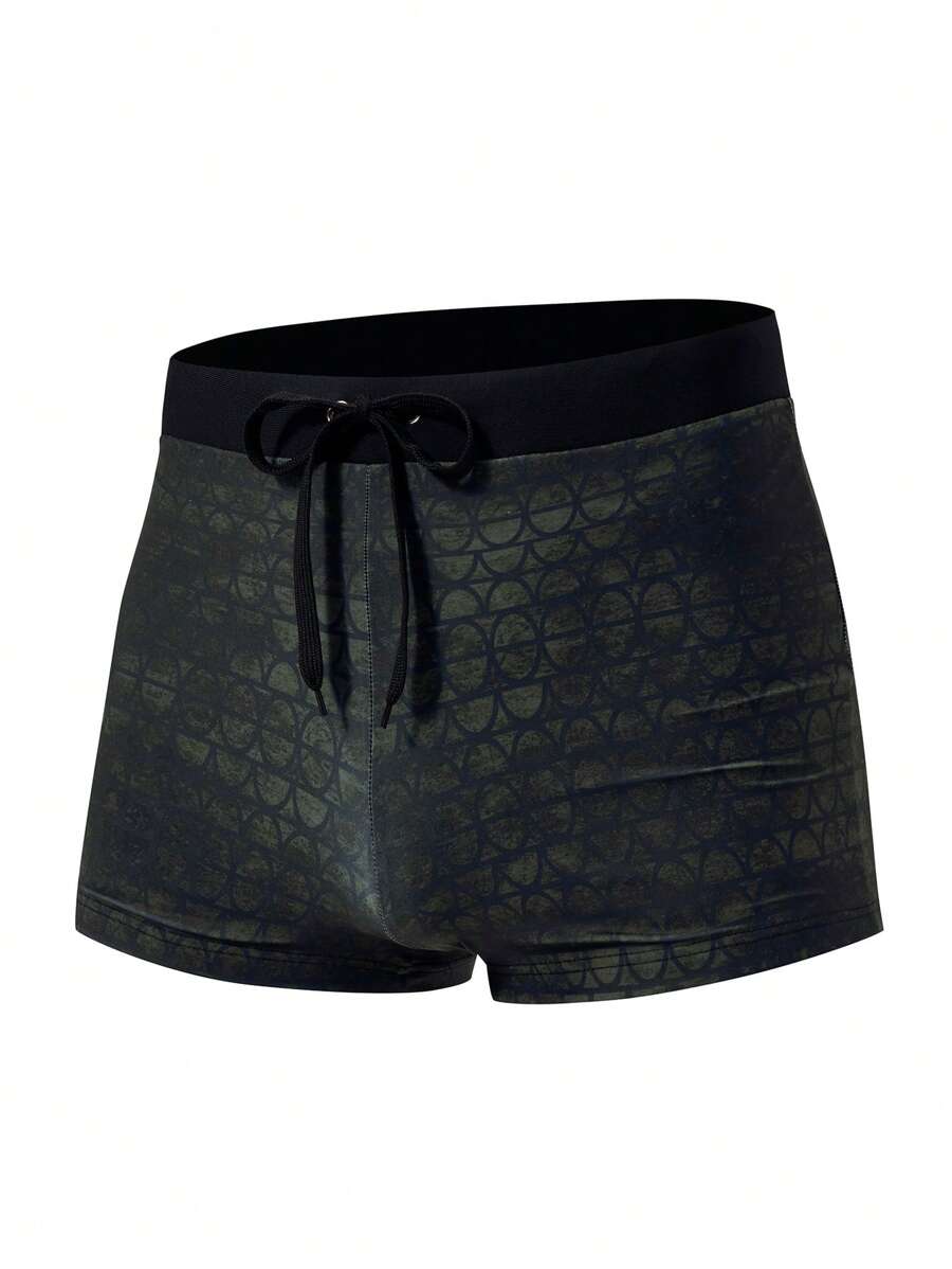 Manfinity Swimmode Men's Casual Simple Fashion Swim Trunks For Everyday Wear - Black - View 1