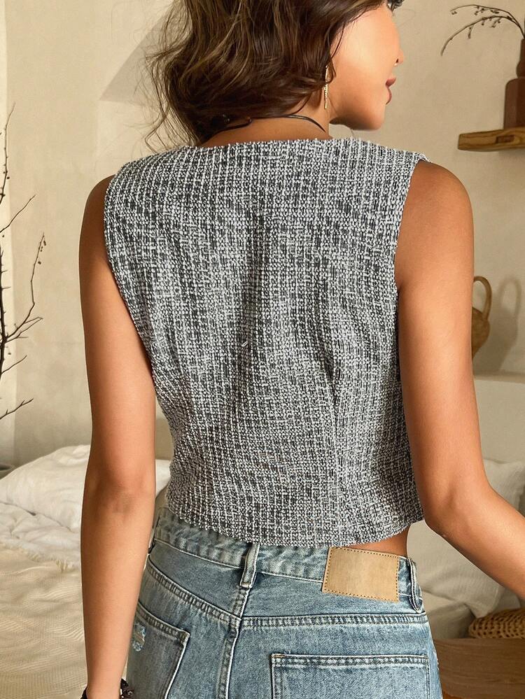 Women's V-Neck Bohemian Style Cut-Off Top Tank Tops