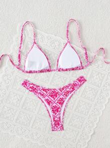 Swim Mod Maillot de bain bikini à motif floral tout-sur-tout pour femmes