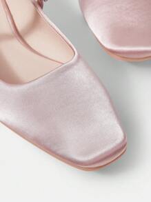 MOTF PREMIUM WOMEN ELEGANT FAUX PEARL BEADED SQUARE TOE FLATS SPRING SHOES SPRING BREAK EASTER - Baby Pink - View 5